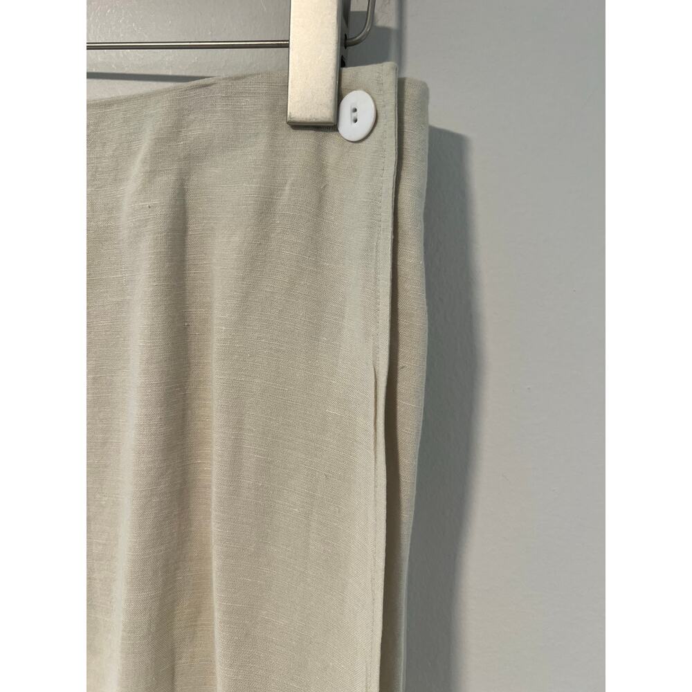 1990s Vintage Limited Wrap Mini Skirt Linen Rayon Button Closure Cream 10 JL - Picture 2 of 9